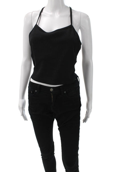 Alo Womens Cropped Black V-Neck Yoga Tank Size L