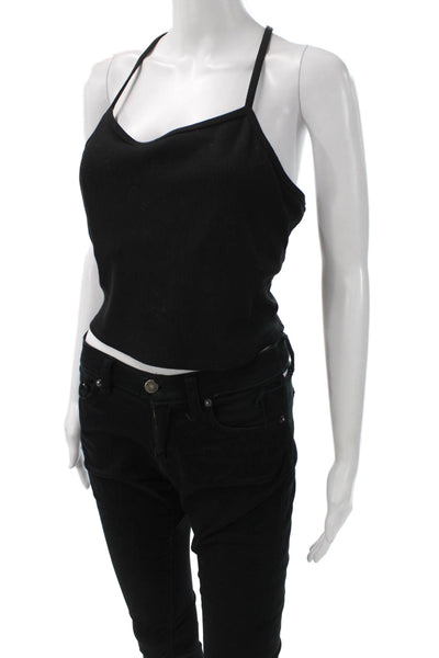 Alo Womens Cropped Black V-Neck Yoga Tank Size L