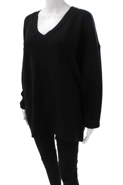 Spanx Women V-Neck Tunic Sweater Black Long Sleeve Polyester Size XL
