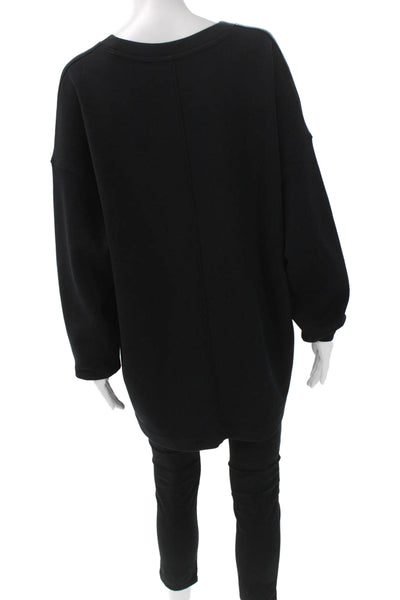 Spanx Women V-Neck Tunic Sweater Black Long Sleeve Polyester Size XL