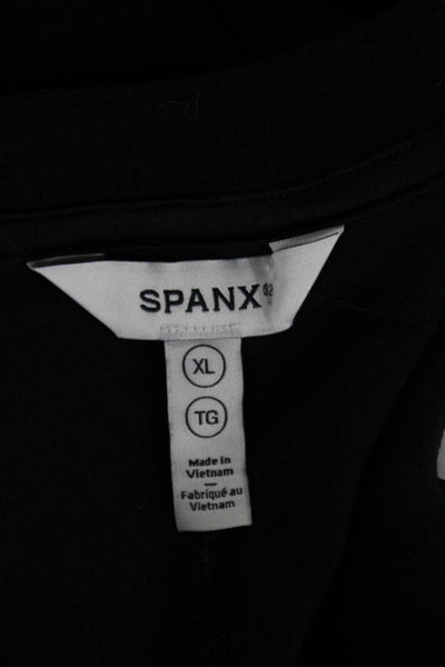 Spanx Women V-Neck Tunic Sweater Black Long Sleeve Polyester Size XL