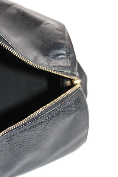 Chanel Womens Leather Gold Tone Zipper Closure Duffel Shoulder Handbag Black