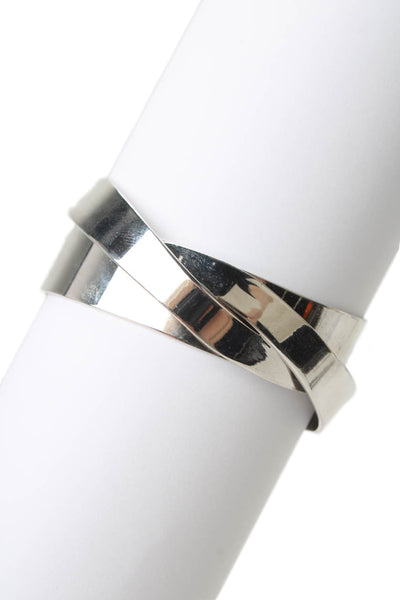 Jenny Bird Womens Silver Tone Crossover Cuff Bracelet