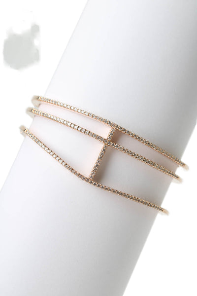 APM Monaco Womens Rose Gold Tone Cubic Zirconia Three Row Cuff