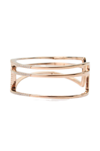 APM Monaco Womens Rose Gold Tone Cubic Zirconia Three Row Cuff