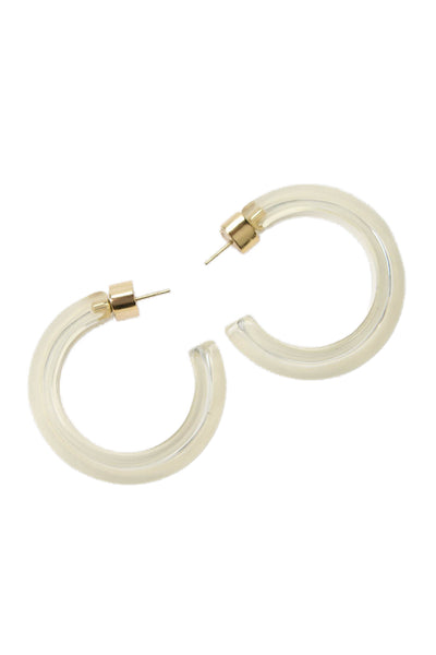 Alison Lou Womens Gold Plated Clear Lucite Small Jelly Hoops