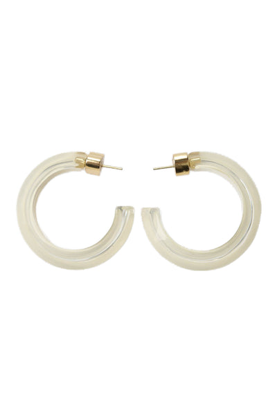 Alison Lou Womens Gold Plated Clear Lucite Small Jelly Hoops