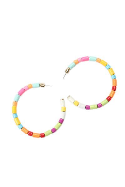 Roxanne Assoulin Womens Gold Tone Multicolor Enamel Pastel Beaded Hoops