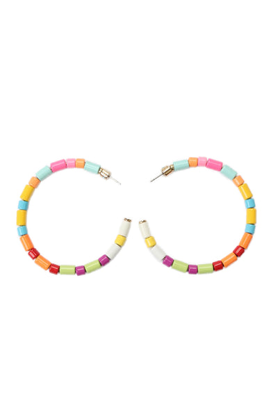 Roxanne Assoulin Womens Gold Tone Multicolor Enamel Pastel Beaded Hoops