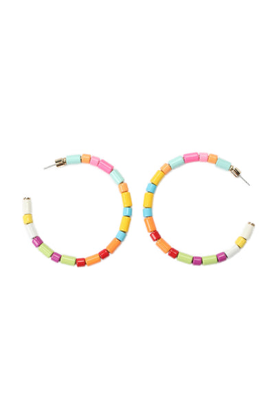 Roxanne Assoulin Womens Gold Tone Multicolor Enamel Pastel Beaded Hoops
