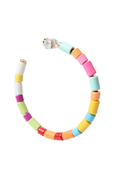 Roxanne Assoulin Womens Gold Tone Multicolor Enamel Pastel Beaded Hoops