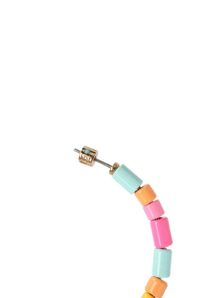 Roxanne Assoulin Womens Gold Tone Multicolor Enamel Pastel Beaded Hoops