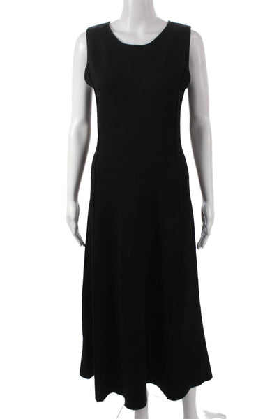 Zara Women Black Midi Dress Sleeveless Round Neck Size S