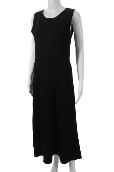 Zara Women Black Midi Dress Sleeveless Round Neck Size S