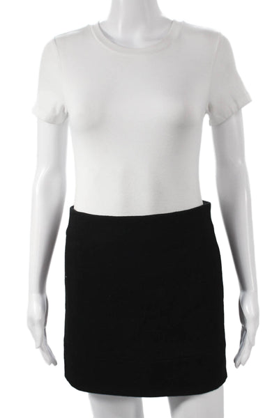 J Crew Womens Black Straight Pencil Skirt Wool Blend Mini Zip Size 00