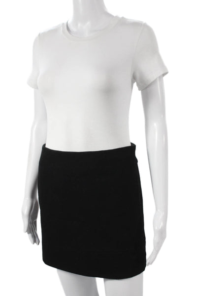 J Crew Womens Black Straight Pencil Skirt Wool Blend Mini Zip Size 00