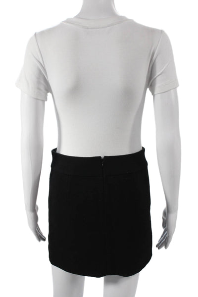 J Crew Womens Black Straight Pencil Skirt Wool Blend Mini Zip Size 00