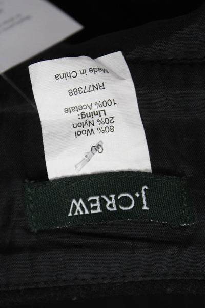 J Crew Womens Black Straight Pencil Skirt Wool Blend Mini Zip Size 00
