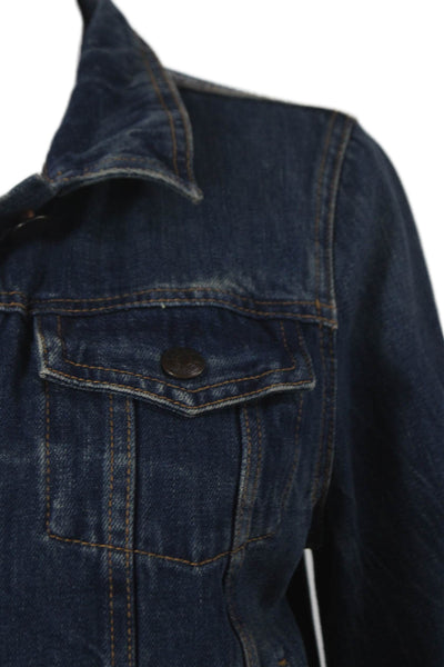 J Crew Unisex Denim Jacket Blue Cotton Button Long Sleeve Size S