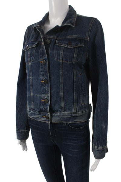 J Crew Unisex Denim Jacket Blue Cotton Button Long Sleeve Size S