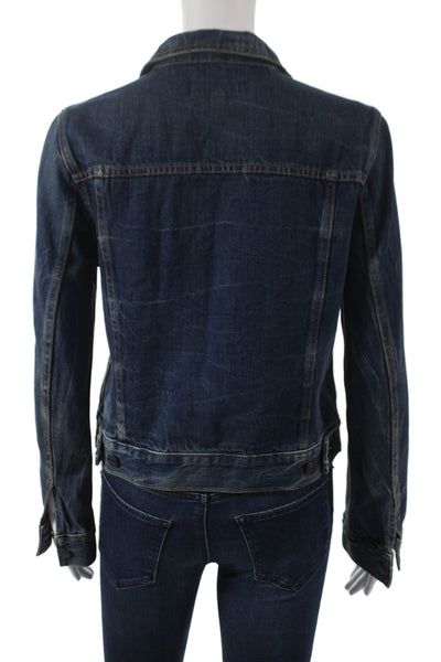J Crew Unisex Denim Jacket Blue Cotton Button Long Sleeve Size S
