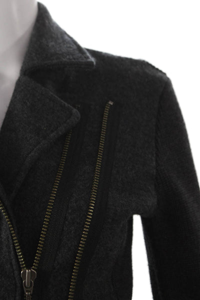 Joie Womens Full Zip Collared Wool Blend Biker Sweater Gray Size S