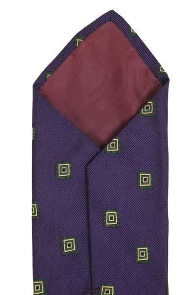 Polo Ralph Lauren Mens Silk Geometric Square Print Wide Necktie Purple Green