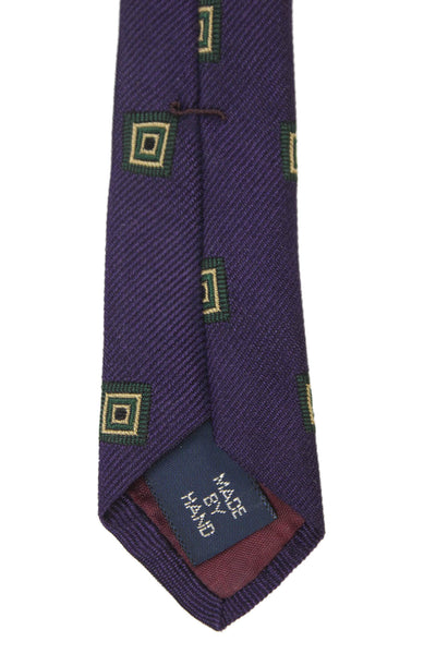 Polo Ralph Lauren Mens Silk Geometric Square Print Wide Necktie Purple Green