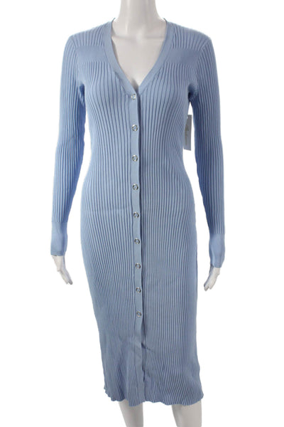 Shoshanna Womens Sweater Dress Blue V Neck Long Sleeve Full Length Size M