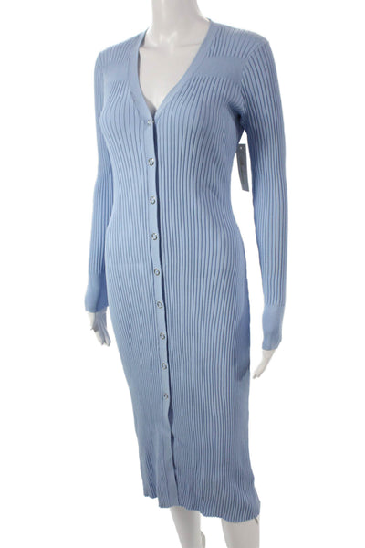 Shoshanna Womens Sweater Dress Blue V Neck Long Sleeve Full Length Size M