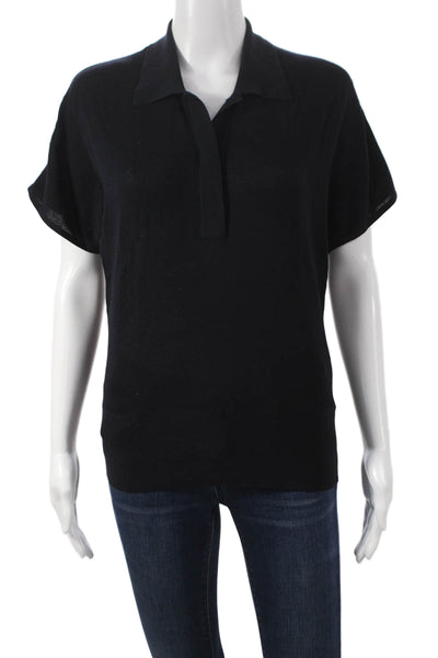 COS Womens Black Collared Short Sleeve Basic Polo Lyocell Blend Size S