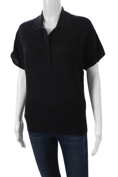 COS Womens Black Collared Short Sleeve Basic Polo Lyocell Blend Size S