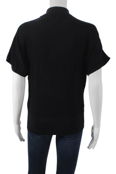 COS Womens Black Collared Short Sleeve Basic Polo Lyocell Blend Size S