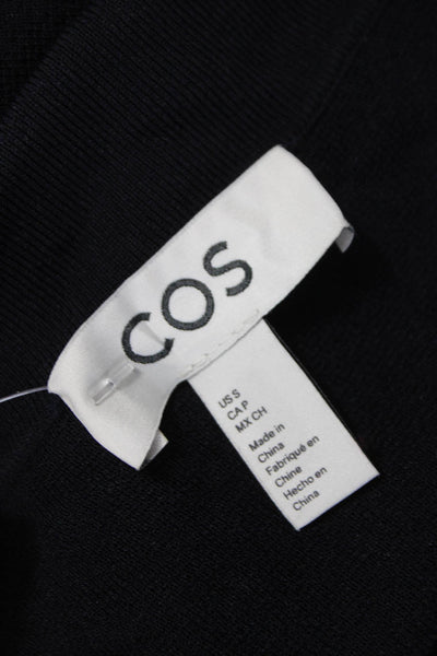 COS Womens Black Collared Short Sleeve Basic Polo Lyocell Blend Size S