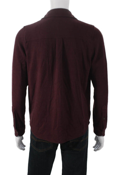 Faherty Mens Button Front Long Sleeve Collared Knit Shirt Red Size Medium
