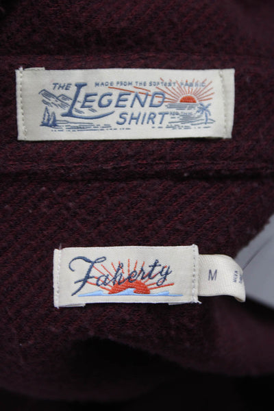 Faherty Mens Button Front Long Sleeve Collared Knit Shirt Red Size Medium