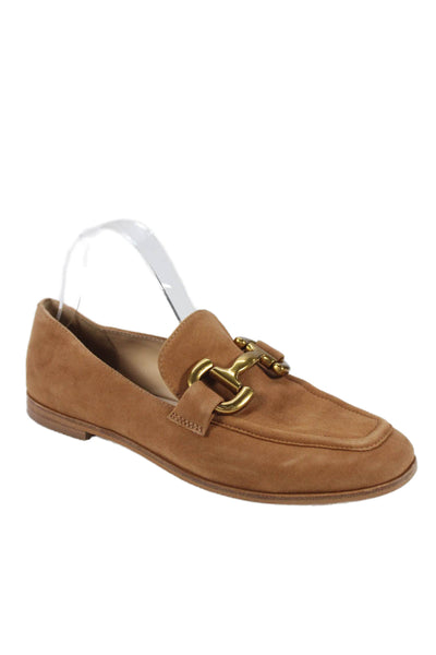 Boden Womens Slip On Round Toe Bit Detail Suede Loafers Brown Size 41