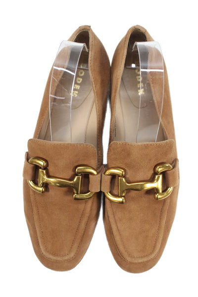 Boden Womens Slip On Round Toe Bit Detail Suede Loafers Brown Size 41