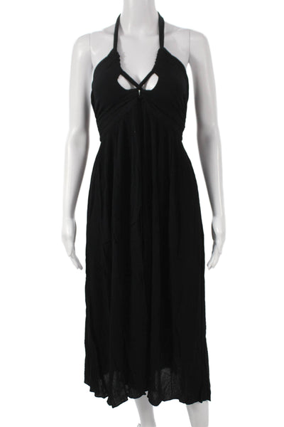 Mara Hoffman Women Black Midi Dress Halter Sleeveless Viscose Size XS