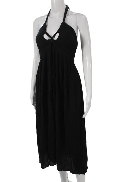 Mara Hoffman Women Black Midi Dress Halter Sleeveless Viscose Size XS