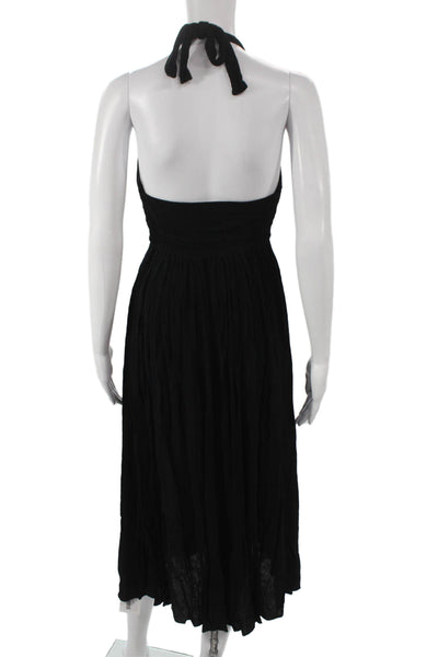 Mara Hoffman Women Black Midi Dress Halter Sleeveless Viscose Size XS