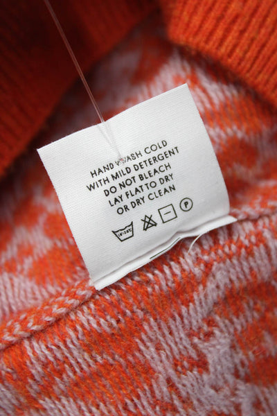 Lingua Franca Womens Orange Floral Wool Cashmere Pullover Sweater Size S