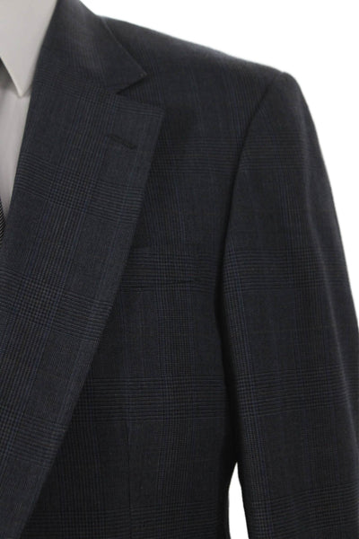 Stafford Mens Gray Wool Check 2 Piece Suit Size 42