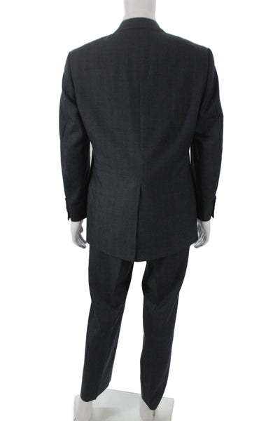 Stafford Mens Gray Wool Check 2 Piece Suit Size 42