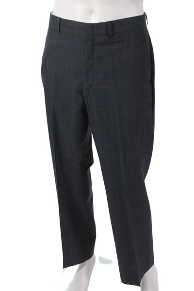 Stafford Mens Gray Wool Check 2 Piece Suit Size 42