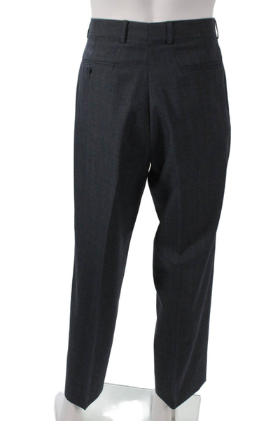 Stafford Mens Gray Wool Check 2 Piece Suit Size 42