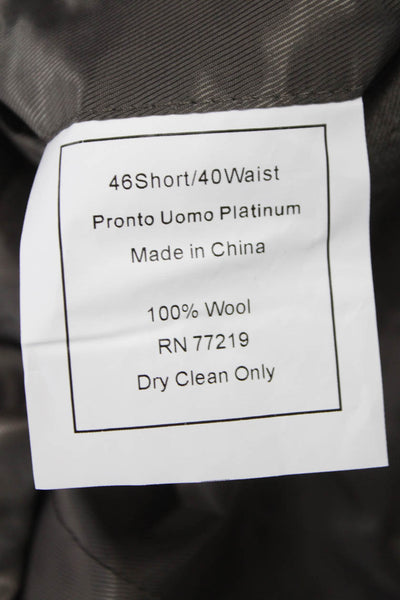 Pronto Uomo Mens Gray 2 Piece Wool Suit Business Size 46