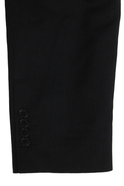 Pronto Uomo Mens Striped Black Wool Suit Jacket Button Size 46