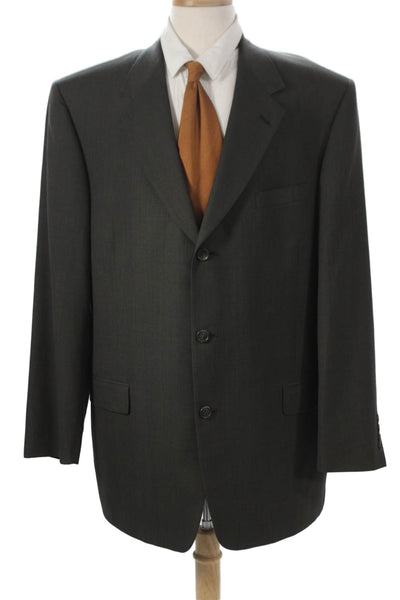Daniel Hechter Unisex Gray Wool Pant Suit Button Solid Fall Size 44 Tall