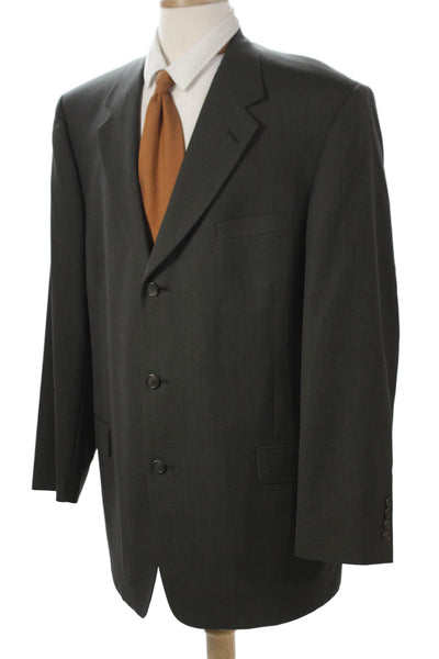 Daniel Hechter Unisex Gray Wool Pant Suit Button Solid Fall Size 44 Tall